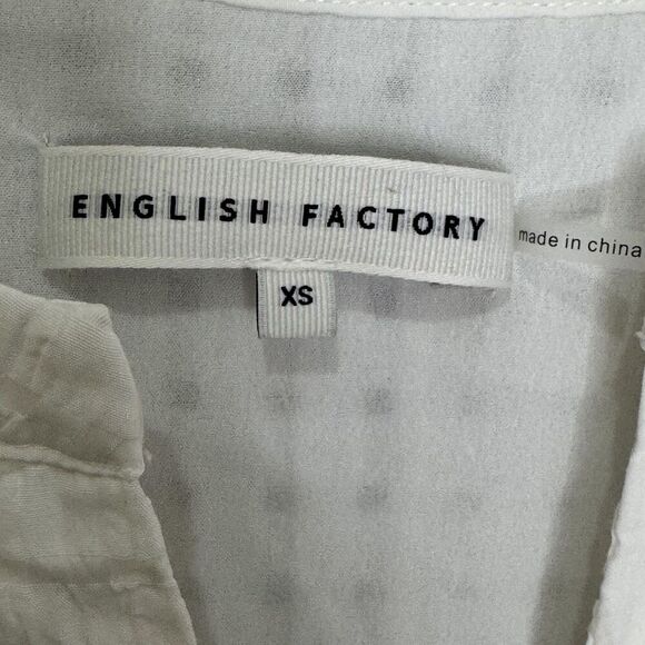 English Factory Dress Womens XS White Textured Midi Tie Sleeve Boho Pockets - Picture 2 of 9